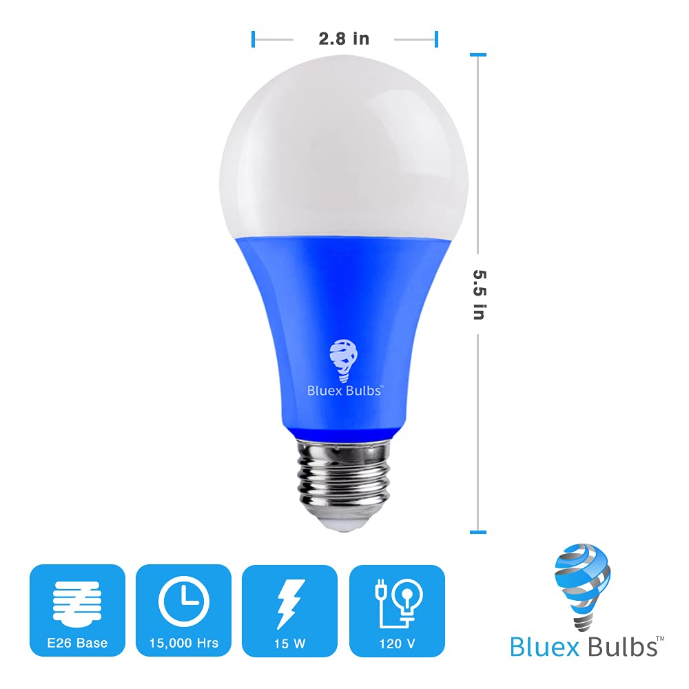 2 Pack BlueX LED A21 Blue Light Bulbs - 15W (120Watt Equivalent) - E26 Base Blue LED Bulb, Party Decoration, Porch, Home Lighting, Holiday Lighting, Decorative Illumination
