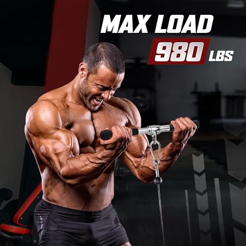 Yes4All Cable Machine Attachment, Double D Handle & Tricep Rope Cable Attachment, Weight Machine Accessories Load 880 LB f...