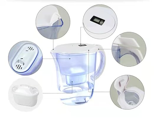 Alkaline Water Filter Pitcher-3.8L,Activated Carbon Filter-Reduces Limescale&Chlorine,Water Purifier-BPA Free,(1 Filter) (3.8L Blue)