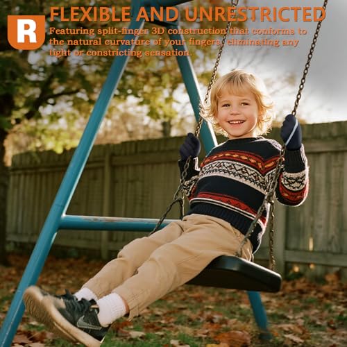 Rioomui Warm Kids Winter Gloves - Anti-Slip Gloves for Cold Weather with Touchscreen & Reflective Stripes - for Outdoor Hi...