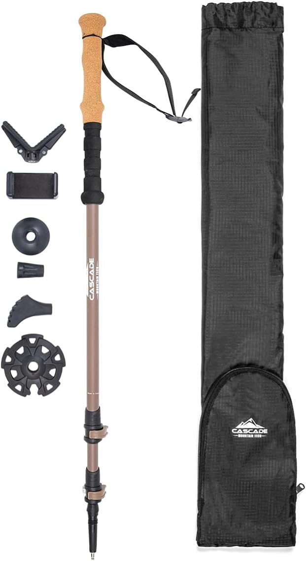 Cascade Mountain Tech Trekking Poles - Carbon Fiber Monopod Walking or Hiking Sticks with with Accessories Mount and Adjus...