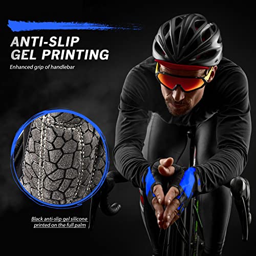 HTZPLOO Bike Gloves for Men Women with Anti-Slip Shock-Absorbing Pad, Light Weight Half-Finger Cycling Gloves