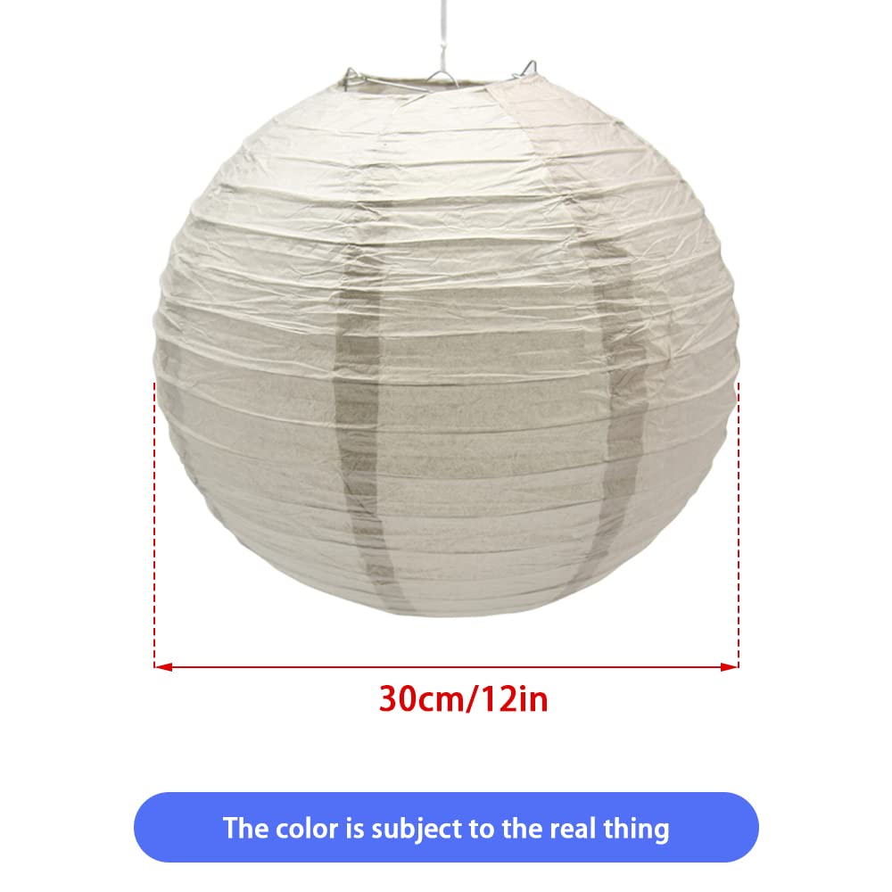 Hocansen 3pcs Paper Lanterns, Round Decorative Chinese Lanterns, 12in, Gray, Model DL-Grey for Birthday, Halloween, Wedding, Home Decor