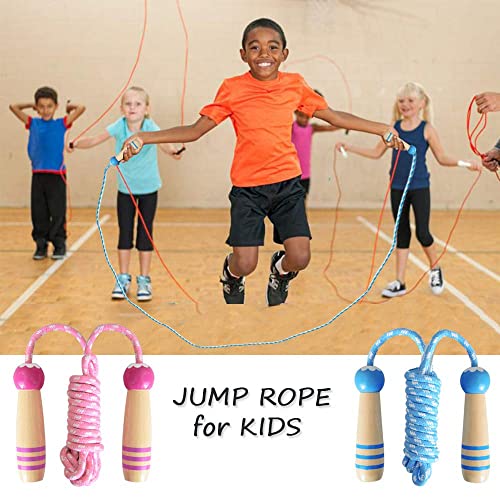 Jump Rope for Kids, Lorvain Adjustable Skipping Rope, Kids Jump Ropes with Wooden Handle for Girls Boys, Weighted Jumping ...