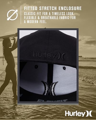 Hurley Mens Baseball Cap - Flexfit Fitted Baseball Caps for Men (Sizes: S-XL)