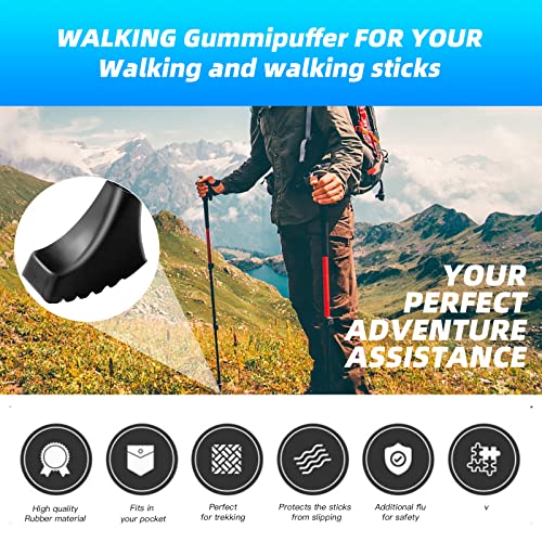 6 Pack Hiking Walking Sticks Rubber Tips, Replacement Tips Protectors for Trekking Poles, Fits Most Standard Hiking, Trekk...