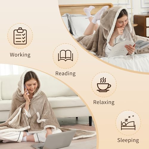 ESTINGO Wearable Heated Blanket Electric Throw, Heated Shawl with 6 Heating Levels and 1-4 Hours Auto Off, Heated Hoodie W...