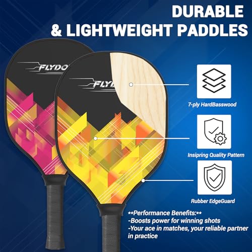 Pickleball Paddles Set of 4,USAPA Approved,4 Indoor&Outdoor Pickleball Balls, Carrying Bag, 4 Cooling Towels,4 Pack Paddle...