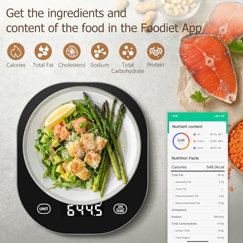 Arboleaf Smart Food Kitchen Scale, 22lb Digital Food Scale with Nutritional Calculator, Smart Kitchen Weighing with App fo...