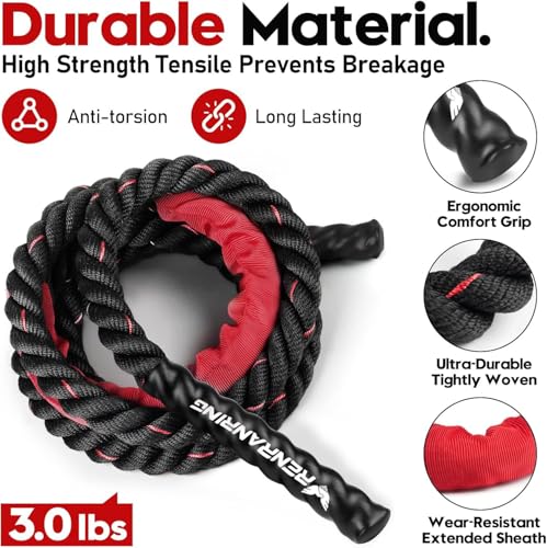Weighted Jump Rope for Men and Women, 3lb 4lb 5lb Adult Heavy Skipping Rope, Jumprope for Fitness,Workout Equipment, Fitne...
