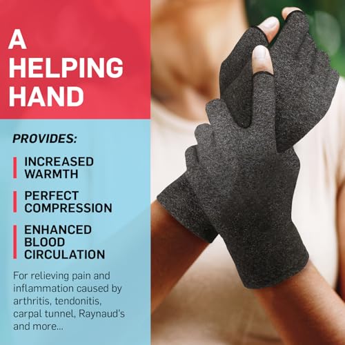 Dr. Arthritis Essentials Open-Fingertip Arthritis Gloves, Compression Gloves Ideal as Raynauds Gloves, Hand Brace for Arth...