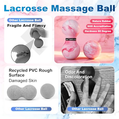 FITZELAR Double Lacrosse Massage Ball for Myofascial Release, SGS Certification, Massage Deep Tissue for Waist Back Feet, ...