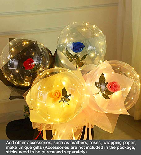 LED Balloons 10 Pack, Light Up Balloons 20 Inches Clear Helium Bobo Balloon, Glow Bubble Balloons with String Lights for V...