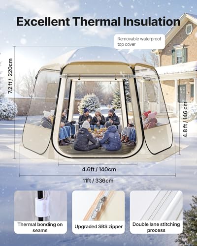 VEVOR Pop up Sports Tent, 8 Sizes Optional Clear Bubble Tent for 1-6 Person, Waterproof Outdoor Pod with Floor Mat & Top C...