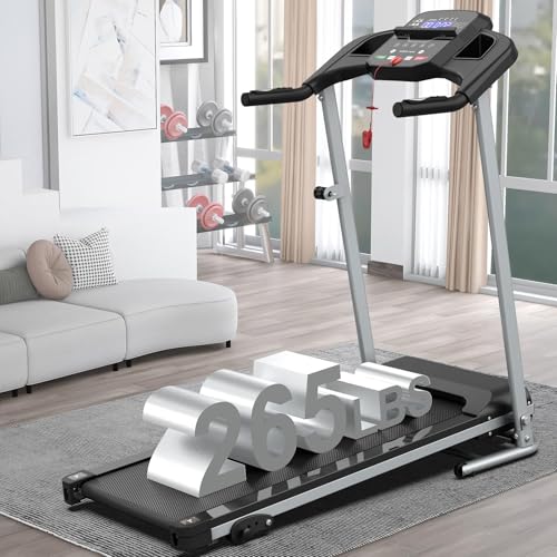 Home Foldable Treadmill with Incline, Folding Treadmill for Home Workout, Electric Walking Treadmill Machine 15 Preset or ...