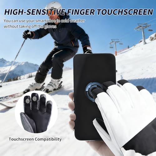 MGGMOKAY Unisex Waterproof Touchscreen Ski Gloves Warm Winter Snow Glove with Pocket for Men Women