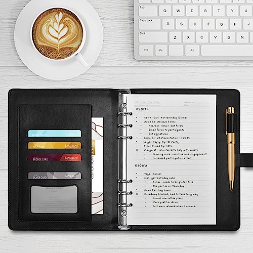 DIGTIA Christmas Gift Boxes Pattern PU Leather Notebook A5 Binder 6 Ring Refillable Journal with Magnetic Buckle Closure Loose Leaf Travel Office Planner Budget Binder Notepad Portfolio,