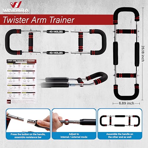 Adjustable Twister Arm Trainer – Upper Body Strength Workout Equipment for Home, Steel Resistance Exerciser with Grip & Fi...