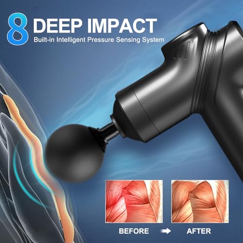LEERCON Massage Gun Deep Tissue Electric Massagers Mini Massage Gun Travel with 4 Massage Heads Muscle Percussion Massager...