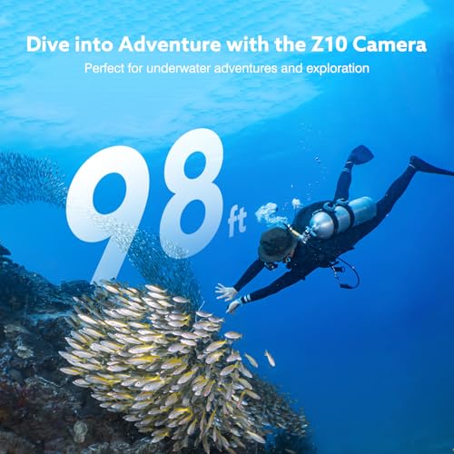 Losfom Z10 4K Action Camera, 256GB Wearable Sports Camera with Waterproof Case, Magnetic Clip, and Quick-Mount Accessorie...