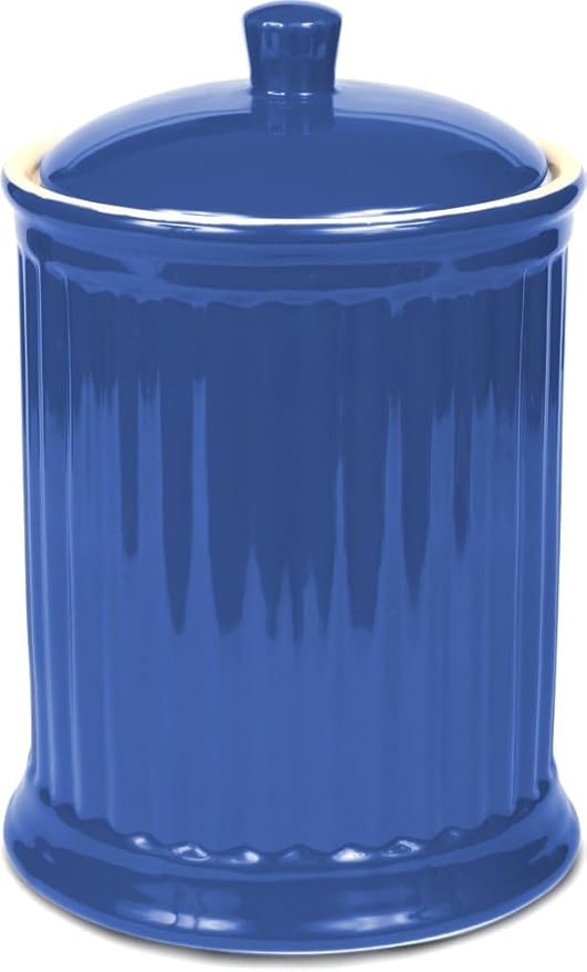 Omniware Simsbury XL Canister, 120oz Stoneware Kitchen Storage Jar with Lid - Large Airtight Container for Baking Essentials, Rustic Ceramic Canister for Coffee, Sugar, or Snacks (Simply Blue)