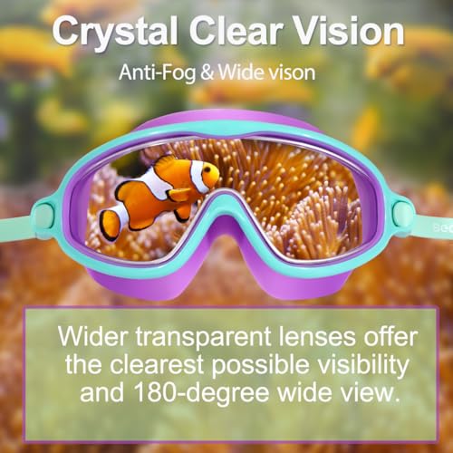 Seago Kids Goggles for Swimming 2 Pack Anti-Fog No Leaking Outer Eye Fit with Wide View UV Protection Crystal Clear Watert...