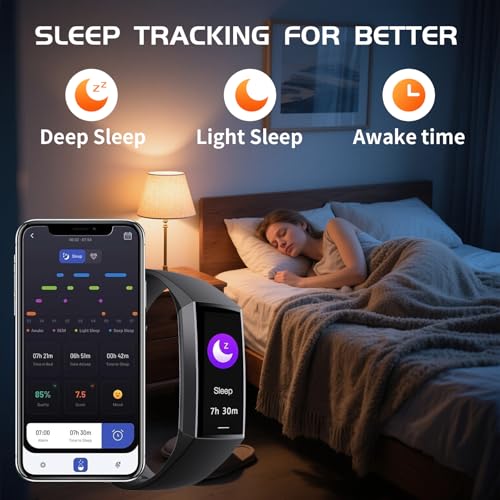 TOSMAFIT Fitness Tracker with 24/7 Heart Rate Blood Oxygen Sleep Monitor, Activity Tracker with 1.1" AMOLED Touch Color Sc...