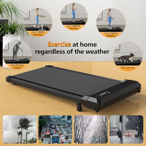Walking Pad Treadmill with Incline,Under Desk Treadmill with Incline 2 in 1 for Walking and Jogging,2.5HP Compact Incline ...