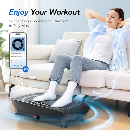 MERACH Vibration Plate Exercise Machine, Whole Body Workout Equipment for Women, Bluetooth and Silicone Pedal, Vibration P...