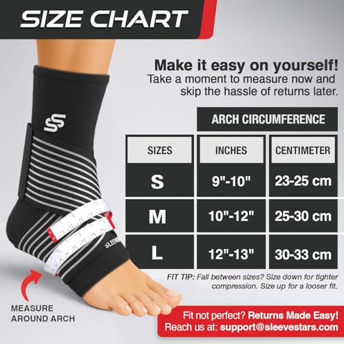 Sleeve Stars Ankle Brace for Women & Men, Ankle Wrap for Sprain, Compression Sleeve for Plantar Fasciitis Relief, Easy Cus...