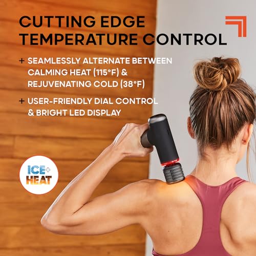 Sharper Image® Powerboost® Pro+ Hot & Cold Compact Deep Tissue Massage Gun - 6 Speed, 4 Attachments, Travel Case| Soothing...