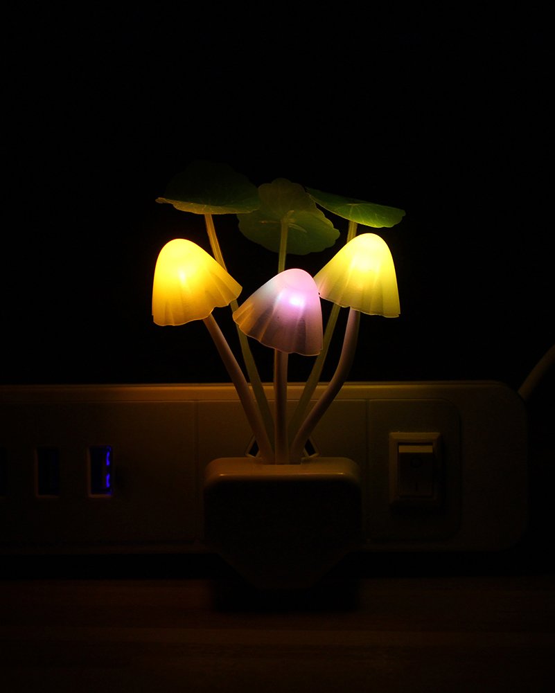 Rienar Led Mushroom Night Light, Color Changing, Plug-In, Plastic, One Size, Blue/Yellow/White, Model Fba_Rienar-103