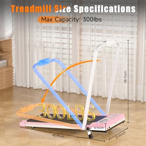Incline Walking Pad with Handle Bar, Foldable Portable Under Desk Treadmill for Home Office, Ultra Quiet <45dB, Safety Loc...