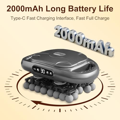 Back Massager with Heat, 42 Heads Hands-Free Electric Back Massager, with 9 Modes & 9 Levels Deep Tissue Massage Gun for P...