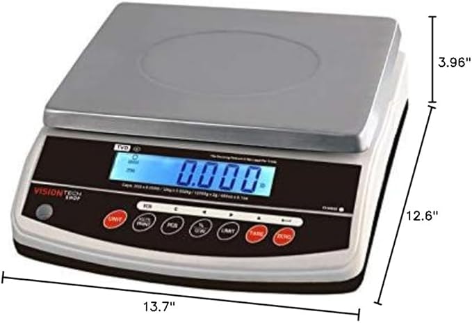 VisionTechShop TVD-30 Digital Bench and Counter Scale, Lb/Oz/Kg/g Switchable, 30lb Capacity, 0.005lb Readability, Counting and Percentage Mode, Single Display, NTEP Legal for Trade, CC# : 20-032
