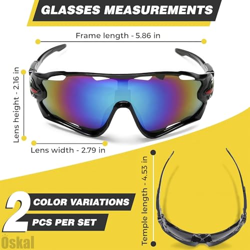 Oskal 2Pcs Running Glasses for Men – Ultra-Light & Non-Sleep Workout Glasses for Men – Sports Sunglasses Packs with Rainbo...