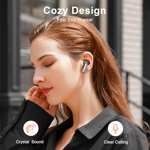ZIUTY Wireless Earbuds, 2025 Bluetooth Headphones, 50hrs Stereo Deep Bass Ear Buds with Power Display Charging Case, buit ...