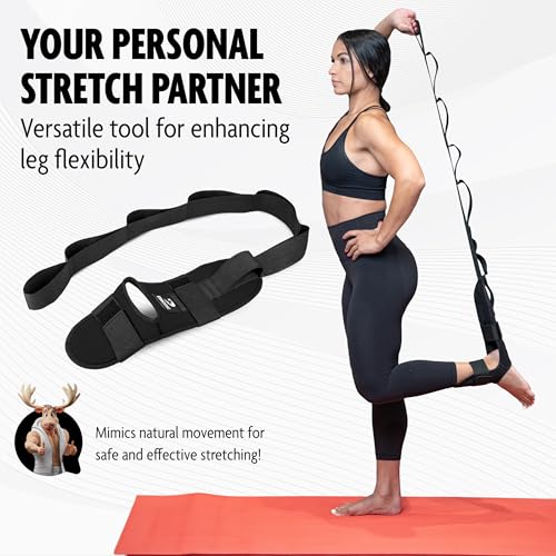 DMoose Fitness Foot & Calf Stretcher with Adjustable Padded Stretching Strap for Plantar Fasciitis, Hamstring, Heel Spurs ...