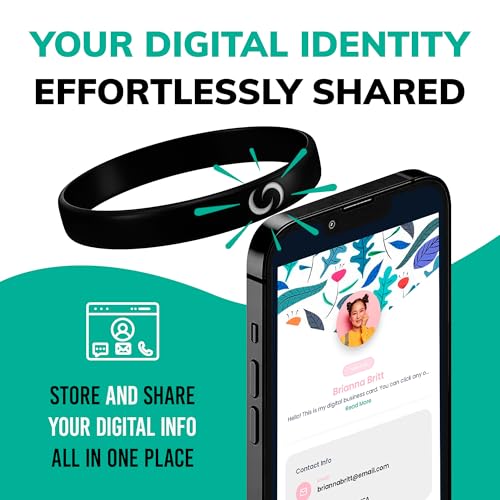 Contact CO. Smart Silicone NFC Wristband, Sleek Durable Smart Band with Instant App-Free Sharing, Seamless Band for Tech E...