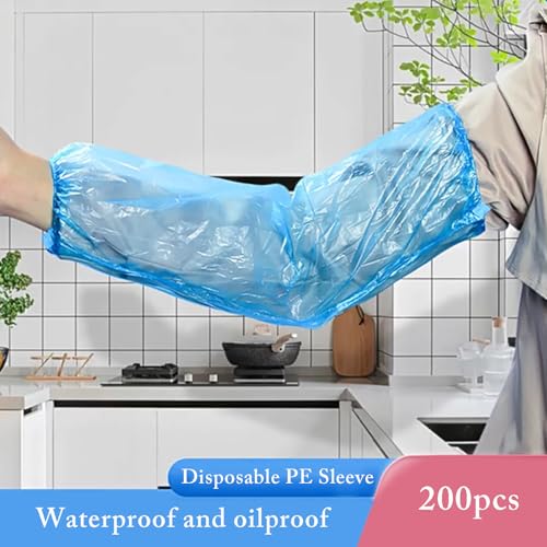 PEFAVPRO 200 PCS Disposable Arm Sleeves, Plastic Sleeves to Cover Arms for Cleaning, Repairing, Painting and Tattooing