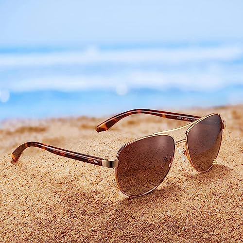CARFIA Polarized Sunglasses for Women UV Protection Acetate Arms Metal Frame Woman's Shades CA3216
