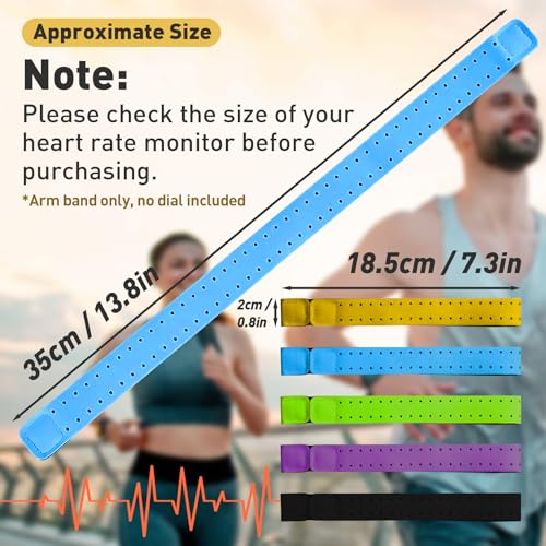 5pcs Replacement Heart Rate Monitor Bands, 0.8x13.8in 5 Colors Soft Heart Rate Strap Adjustable Armband Strap Heart Rate M...