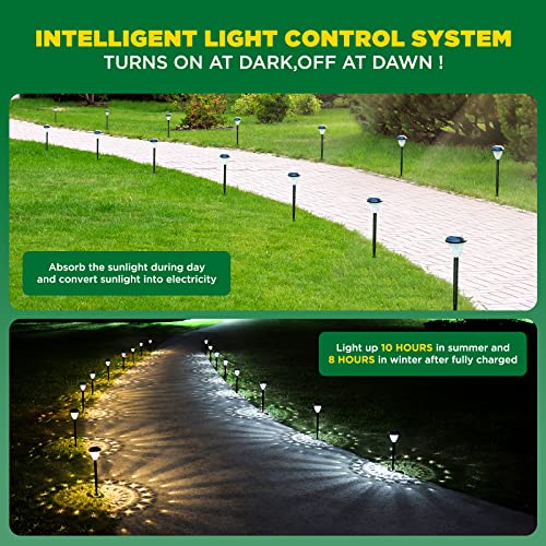 URAGO Super Bright Solar Lights Outdoor Waterproof-10 Pack, Dusk to Dawn Up to 12 Hrs Solar Powered Outdoor Pathway Garden...