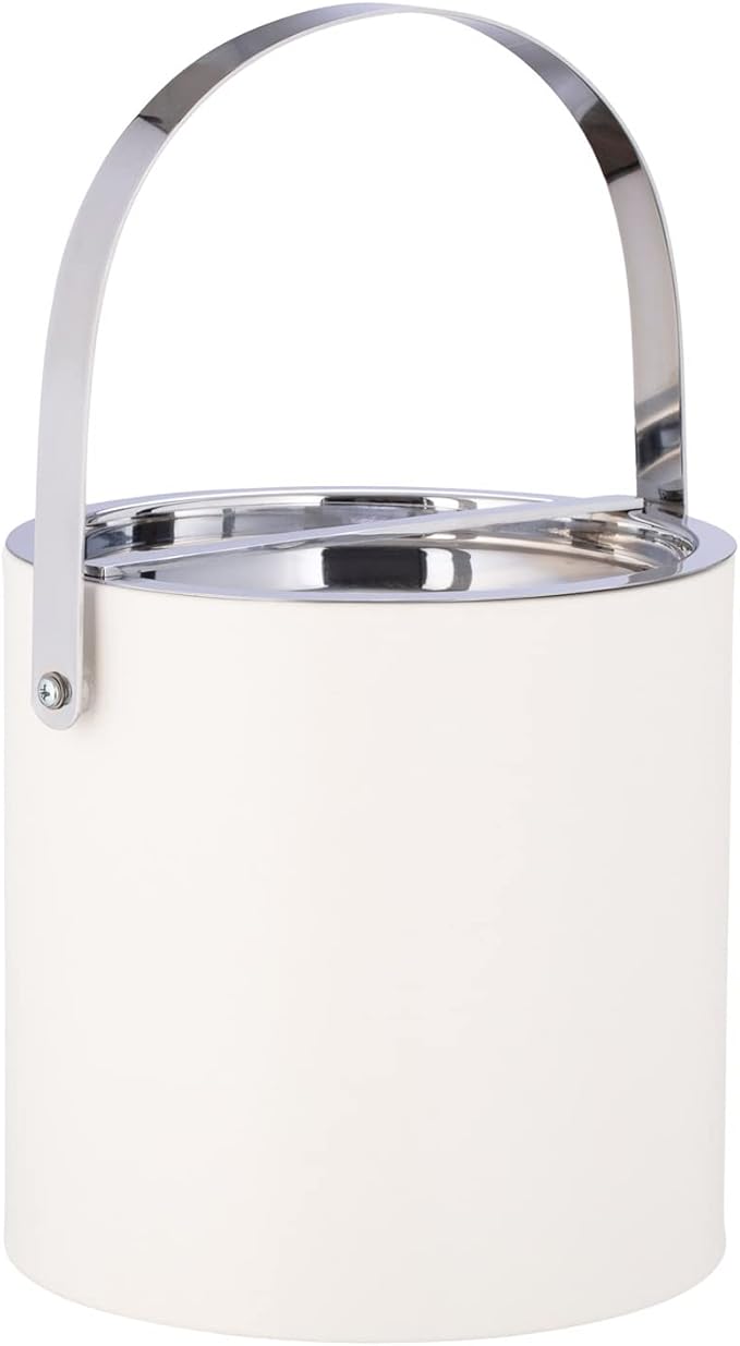 Kraftware 3qt Polished Chrome Arch Handle & Bridge Cover: White Manhattan 3 quart Ice Bucket, Small