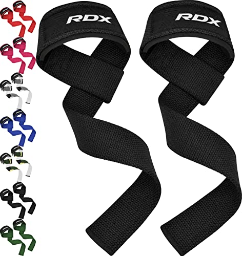 RDX Lifting Straps for Weightlifting –100% Cotton Heavy Duty Gym Wrist Strap with 5MM Neoprene Padding, 60CM Anti-Slip Han...