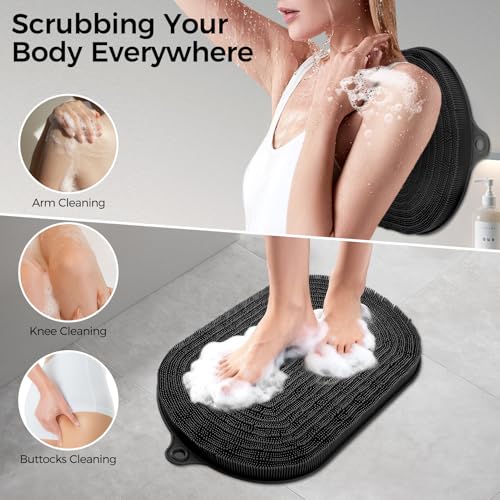 EaTubano Shower Foot Scrubber - XXL Large Silicone Bath Mat for Exfoliating & Massaging Feet in Shower, Non-Slip Suction C...