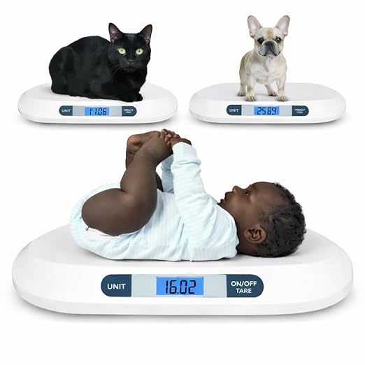 Smart Weigh Digital Baby & Pet Scale – Infant and Small Animal Weighing Scale for Newborns, Puppies & Cats – 44 lb Capacit...