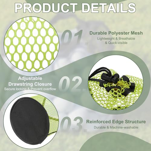 YELARXI Golf Ball Storage Bag Nylon Mesh Golf Pouch with Adjustable Drawstring Closure for Outdoor Sports Supplies