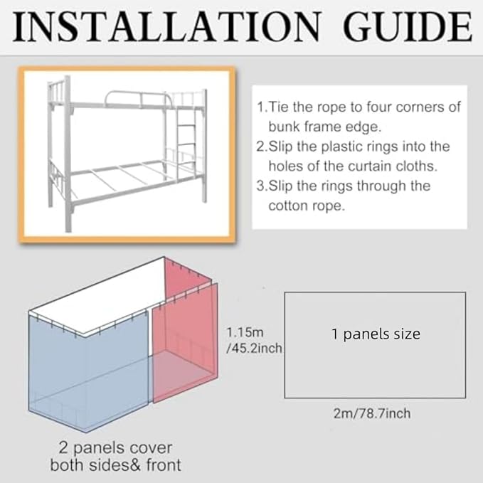 Thicken Bunk Bed Curtains Thicken 650g Privacy Bed Canopy Drapes Blackout Bottom Bunk Bed Curtains Breathable Dustproof Cloth Curtains Loft Dorm Curtain 2 Panels