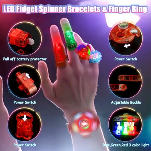 MIBOTE 269Pcs Led Light Up Toys Party Favors Glow in the Dark Party Supplies for Kid/Adults Halloween with Light Up Glasse...